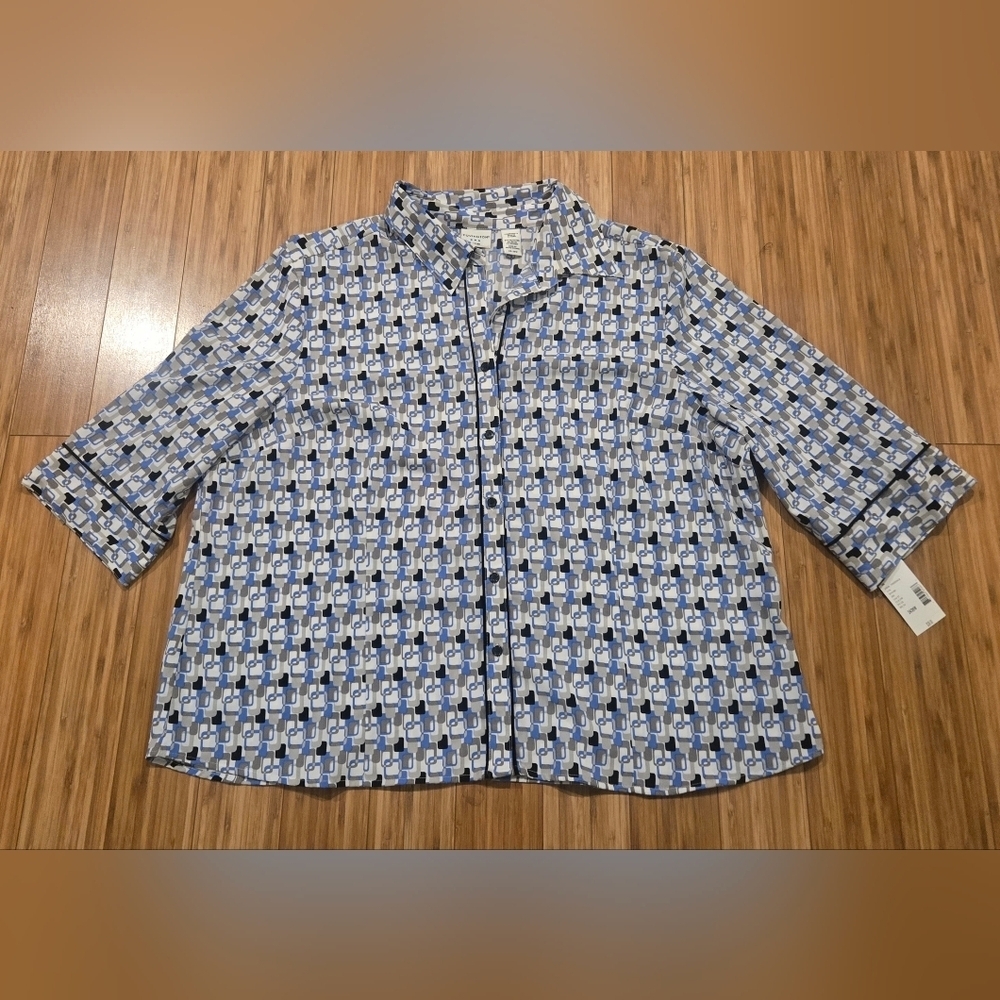 NWT Covington Stylish Blue Patterned Shirt